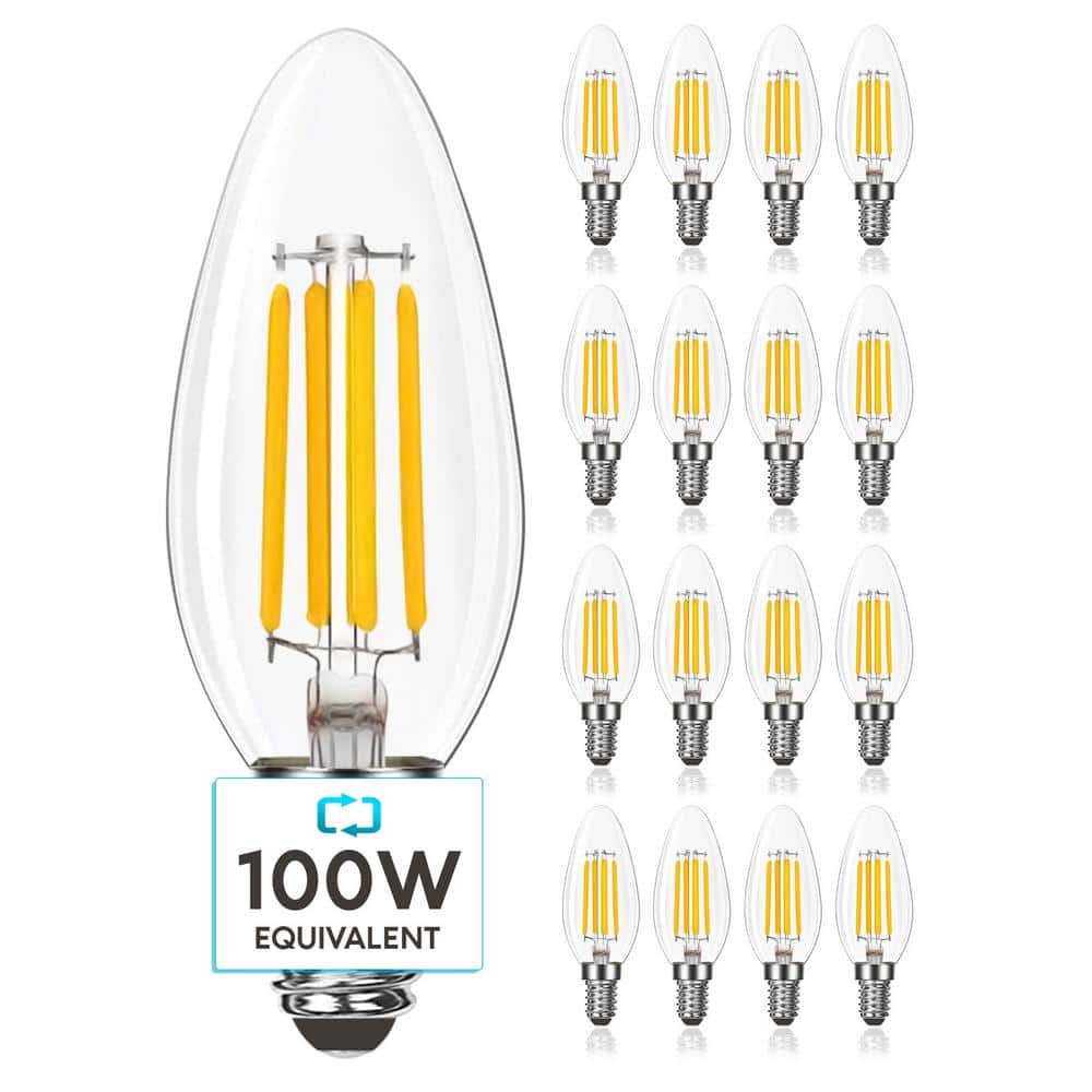 100-Watt Equivalent 7-Watt E12 Base Chandelier LED Light Bulb 3500K Natural White B11 800 Lumens Dimmable (16-Pack) price history on PriceWatchPro