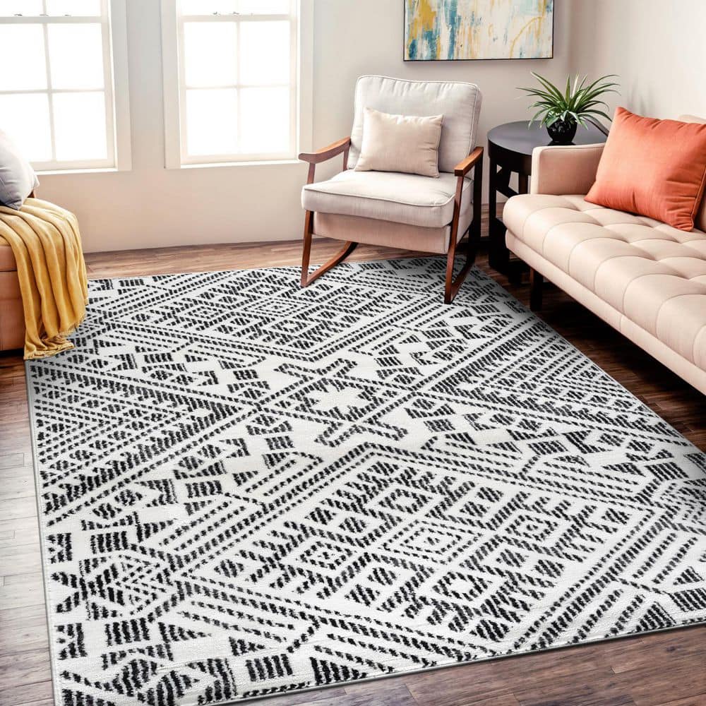 ラグ・カーペット TRIBAL RUG World Rug Gallery Tribal Pattern Cream 4' x 6' Area Rug