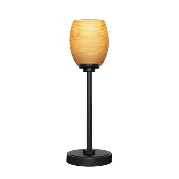 Lighting Theory Quincy 17 in. Matte Black Accent Lamp with Cayenne Linen Glass Shade