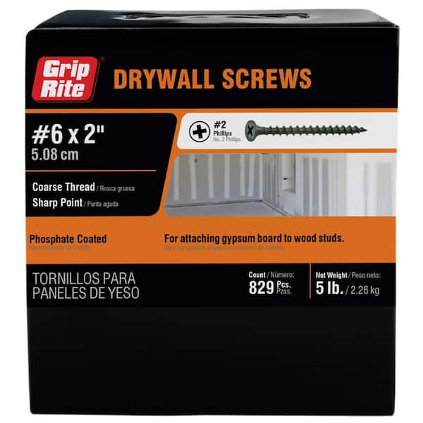 Grip-Rite #6 x 2 in. Philips Bugle-Head Coarse Thread Sharp Point Drywall Screws (5 lbs./Pack)