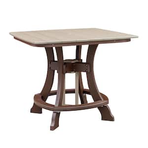 Adirondack Brown Square Composite Outdoor Dining Table with Weatherwood Top