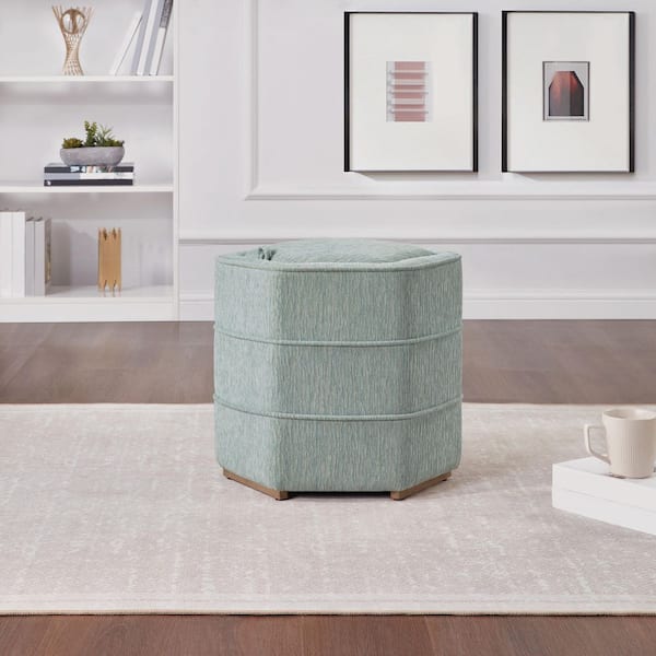 Maddox 6-Sided Storage Ottoman in Mist Fabirc