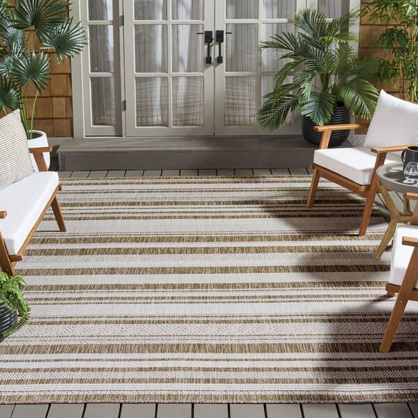 Beach House 9 ft. x 12 ft. Brown/Ivory Tribal Area Rug
