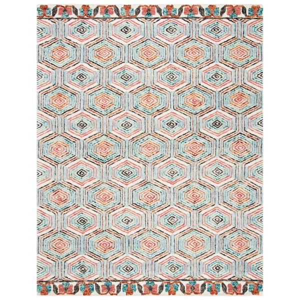 SAFAVIEH Trace Ivory/Light Blue 8 ft. x 10 ft. Trellis Area Rug