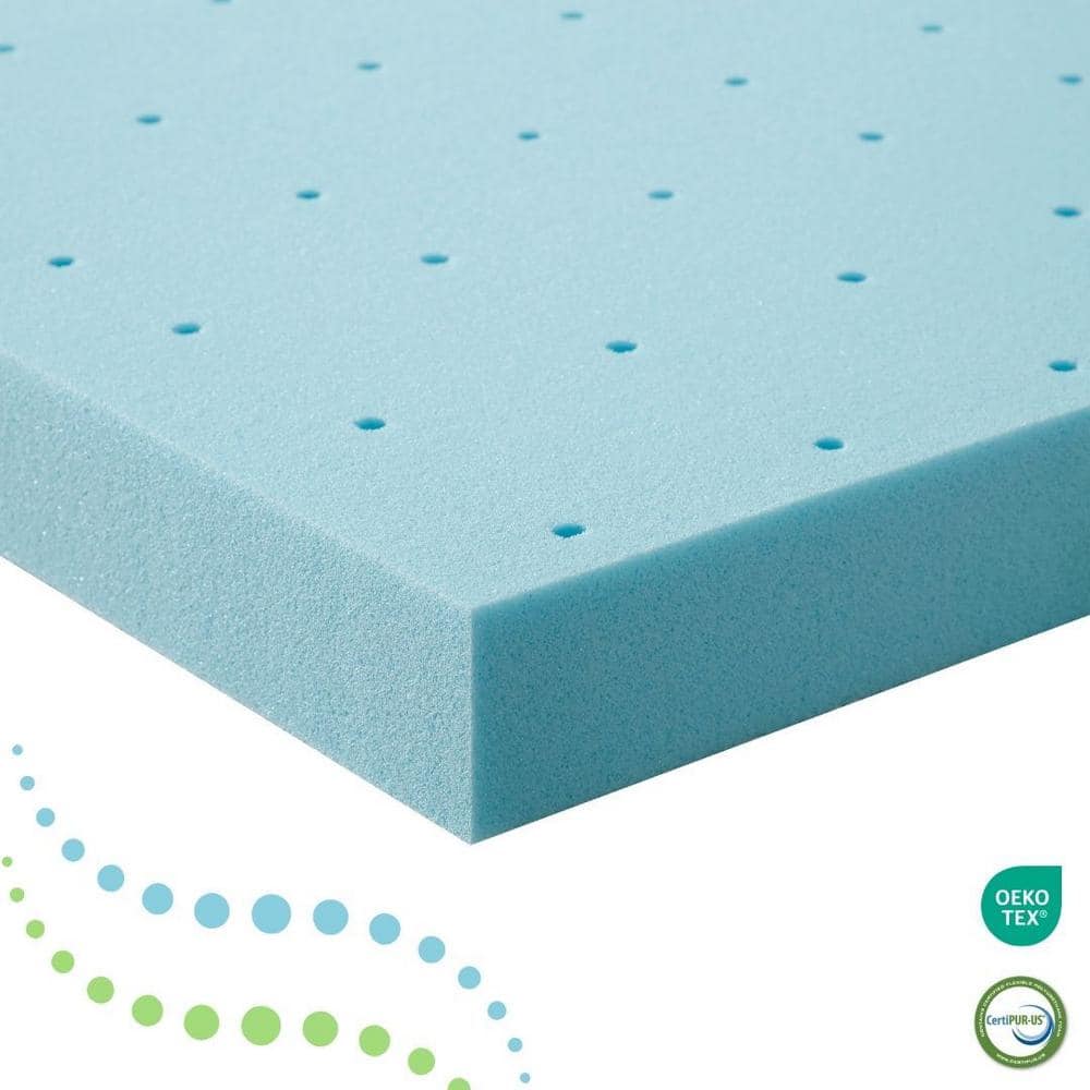 Twin Size Blue Cooling Gel Memory Foam Mattress Topper