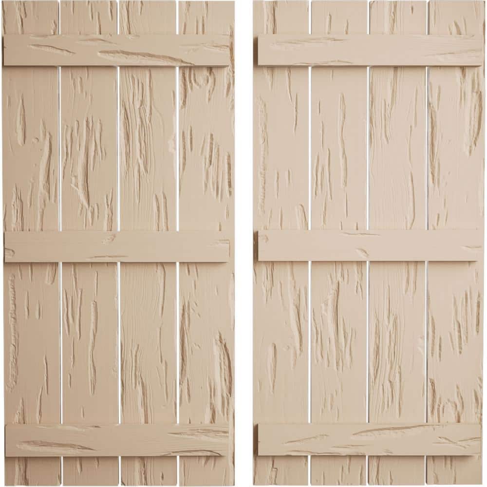 23.5 in. x 78 in. Timberthane Polyurethane 4-Board Spaced Board-n-Batten Pecky Cypress Faux Wood Shutters Pair price history on PriceWatchPro