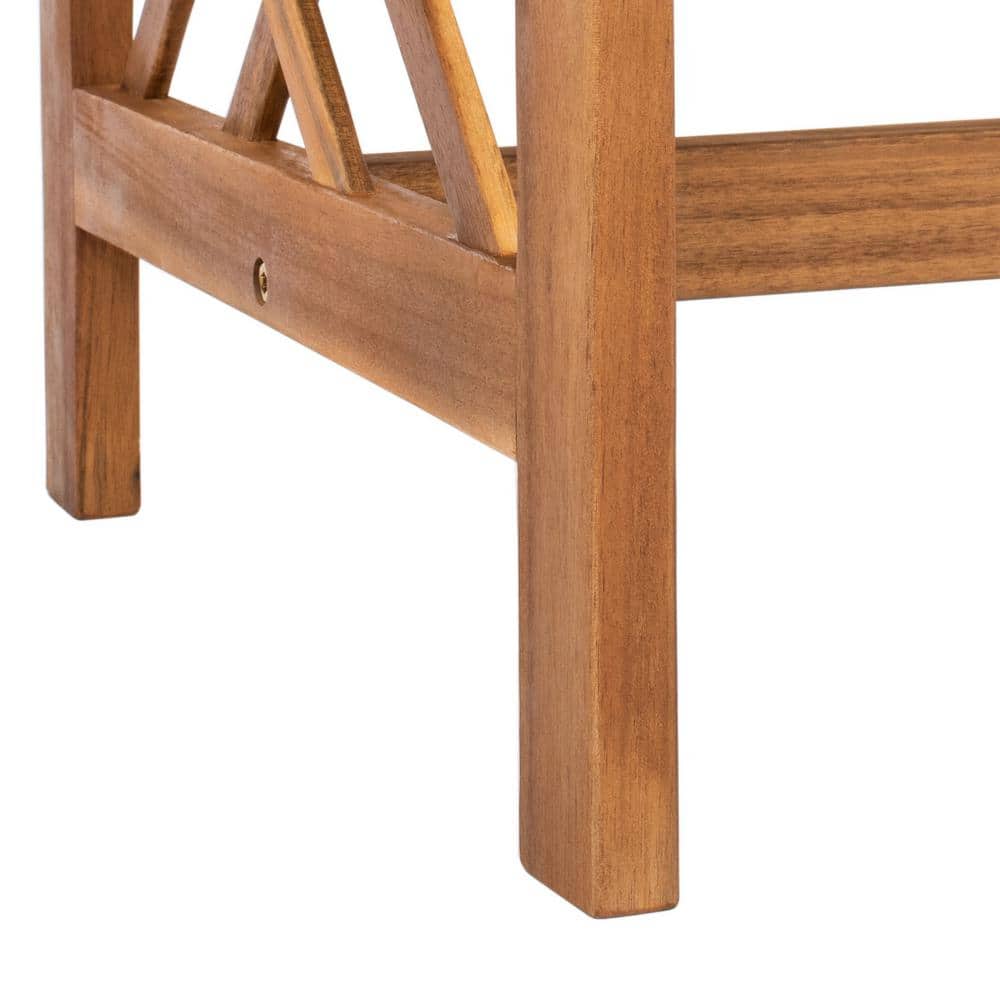 Fontana Natural Acacia Wood 4-Piece Patio Conversation Set with Navy Cushions