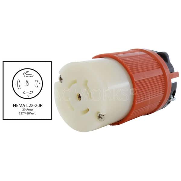 AC WORKS NEMA L22-20R 20A 3-Phase Y 277/480V 5-Prong Locking