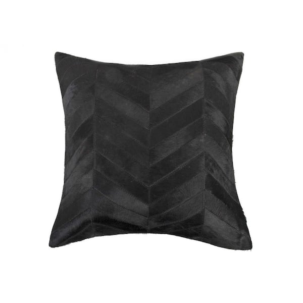 HomeRoots Josephine Black Striped 18 in. x 18 in. Cowhide Throw Pillow