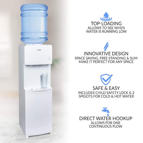 Primo Water Dispenser Top Loading, Hot, Cold Temperature White US