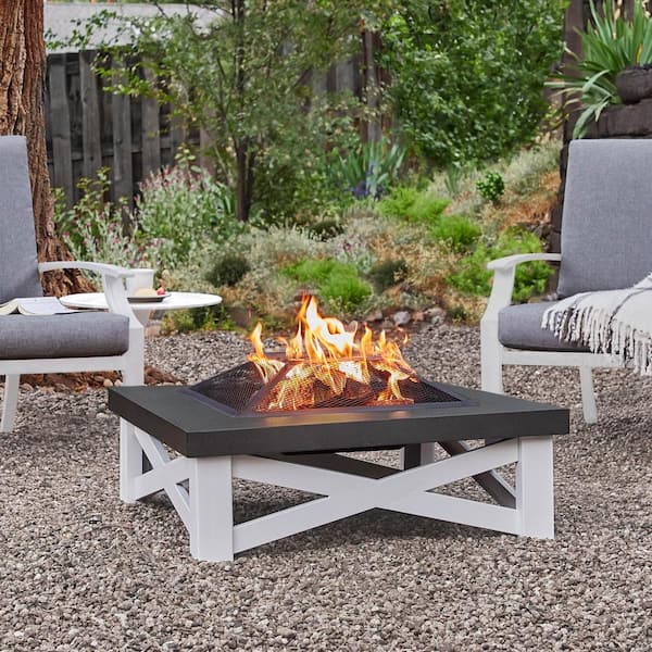 Square Iron Wood Burning Fire Pit Table, Square Wood Burning Fire Pit