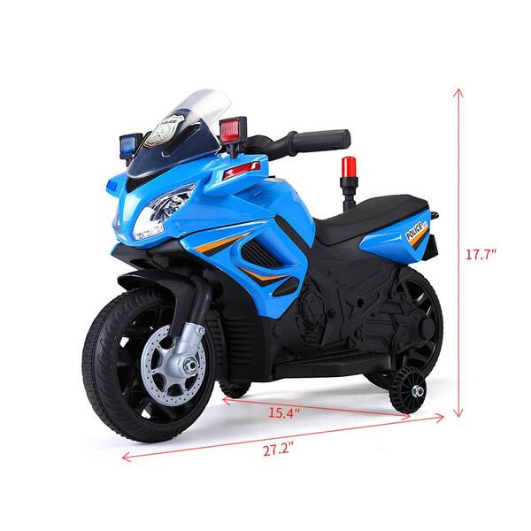 12V Kids Motorcycle Powered Electric Ride On Toy Car w/ 2 Training Wheels  Blue 