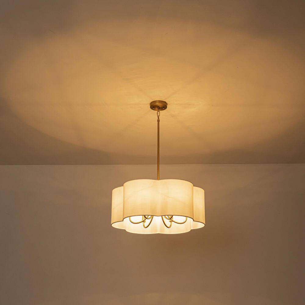 Elowen 24 in. 6-Light Brushed Gold Drum Chandelier with White Fabric Shade price history on PriceWatchPro