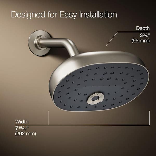KOHLER Statement 3-Spray Patterns 2.5 GPM 8 in. Wall Mount Fixed Shower Head in Vibrant Titanium