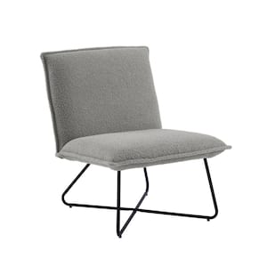 Sibley Grey Faux Sherpa Chair with Powder Coated Black Legs