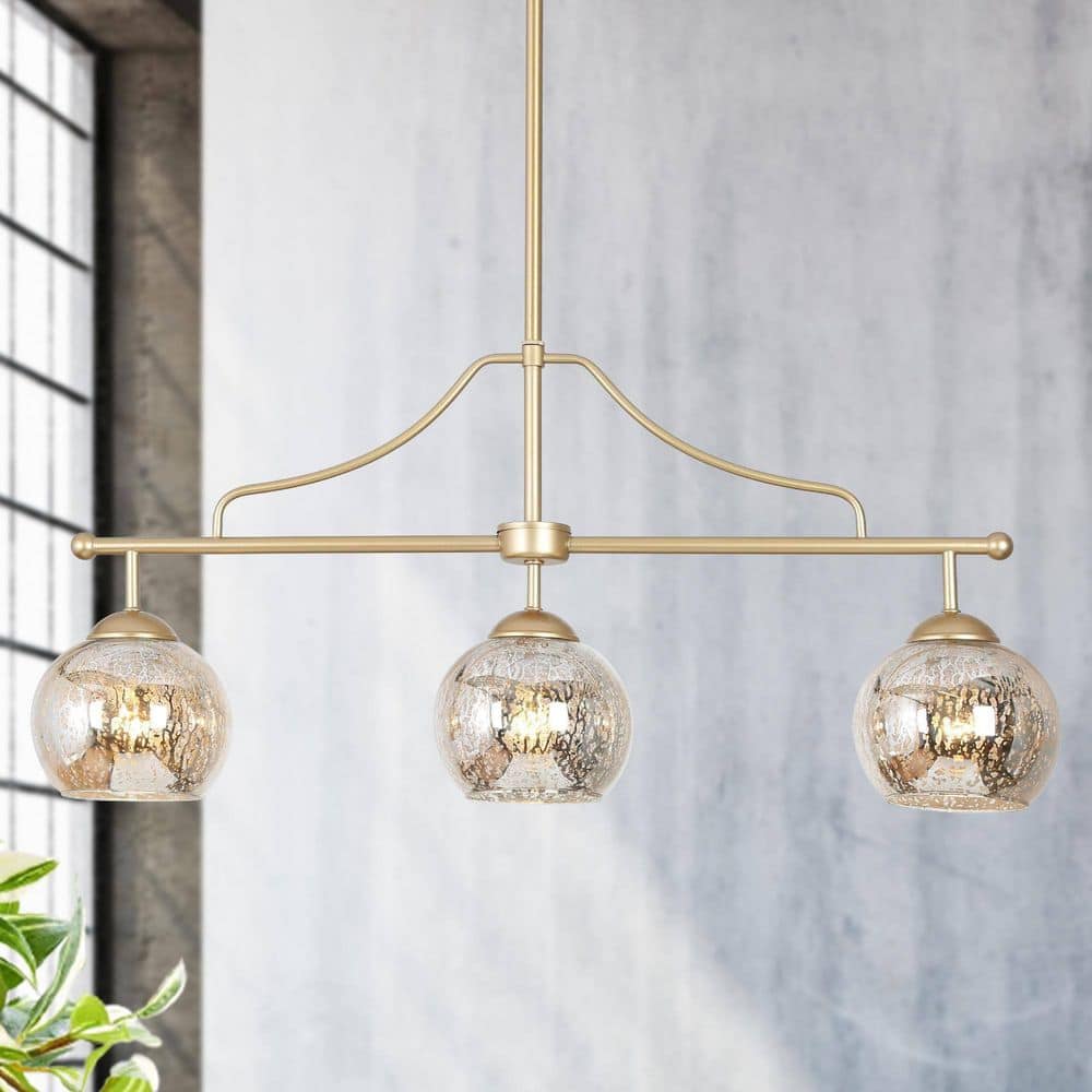 かなでもの　Gold × Glass　Ceiling Light 3 Zevni 3-Light Modern Gold Kitchen Island Chandelier Lighting