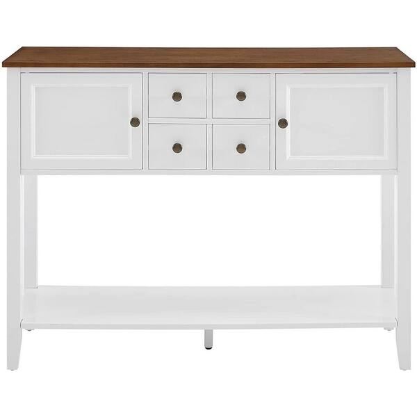 Unbranded 45.75 in. W White Sideboard Buffet Storage Cabinet with Drawers and Large Shelf