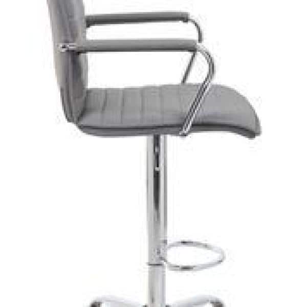 Gray Vinyl Ribbed Drafting Stool with Fixed Arms