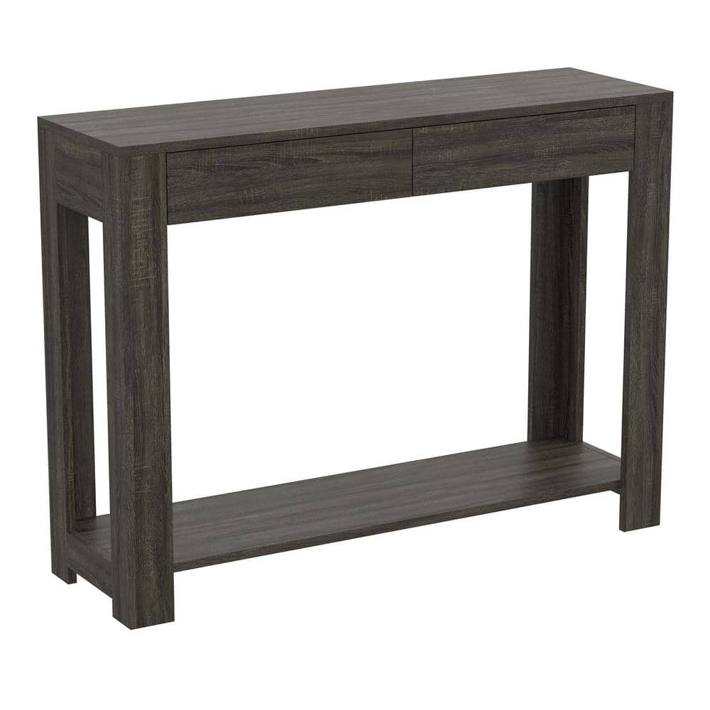 Safdie and Co. 40 in. Grey Rectangle Wood Console Table with-Drawers and-Sh