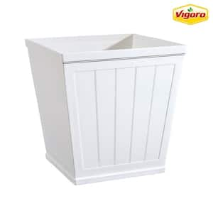 14.1 in. Eden Large White Resin Square Planter (14.1 in. L x 14.1 in. W x 14 in. H)