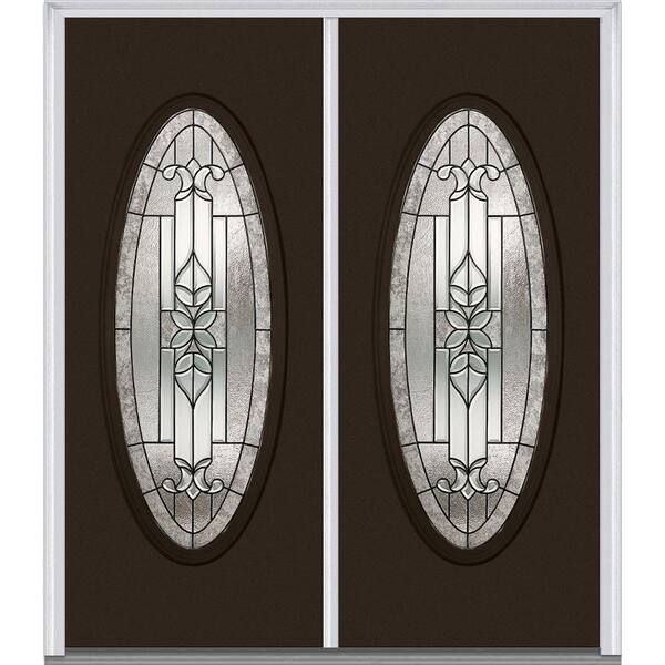 MMI Door 72 in. x 80 in. Cadence Right-Hand Inswing Oval Lite Decorative Glass Painted Steel Prehung Front Door