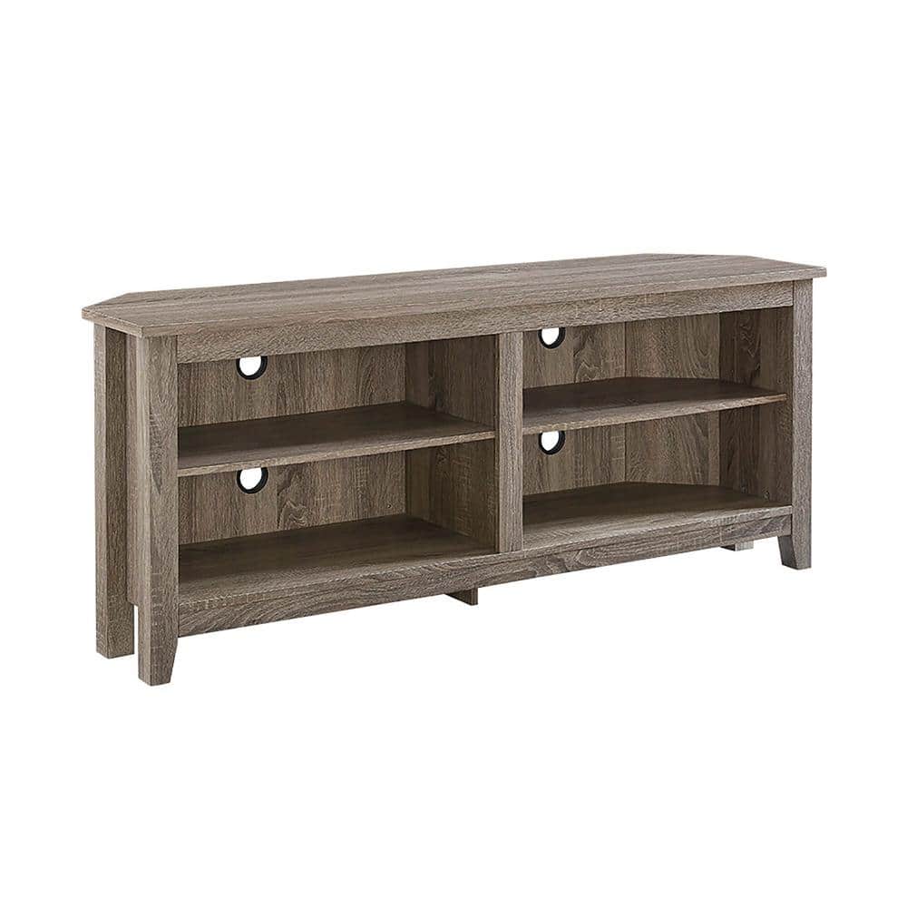 Rustic Corner Media Stand for 65" TVs in Driftwood Finish