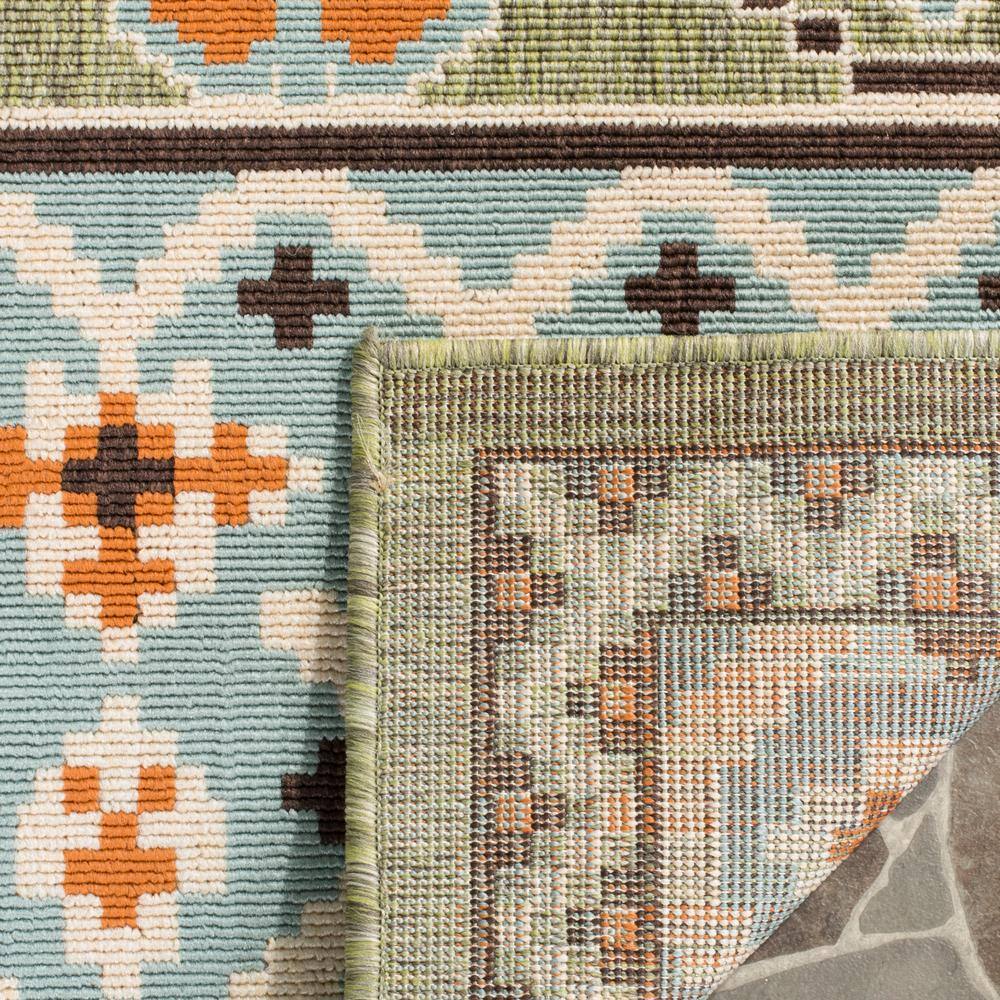 Green and Terracotta Floral Synthetic Washable Area Rug