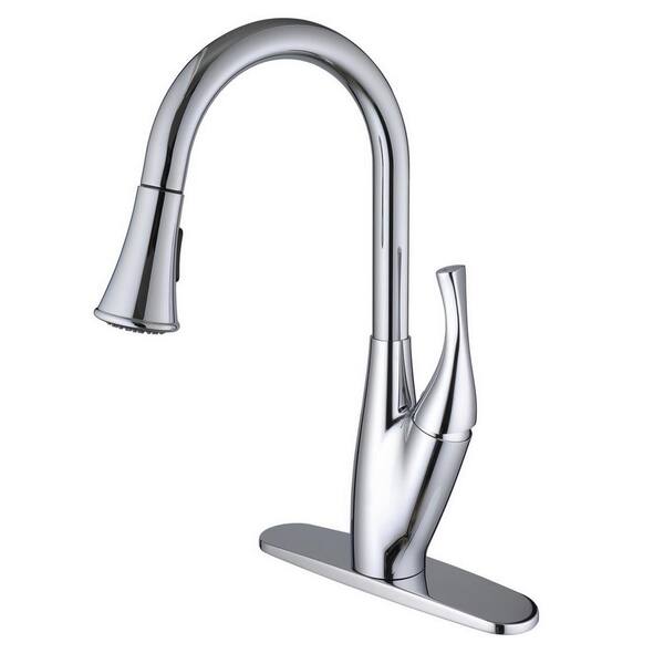 Runfine Single-Handle Pull-Down Sprayer Kitchen Faucet in Chrome