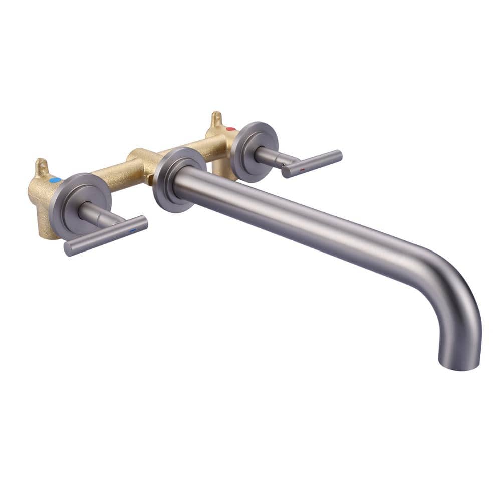 2-Handle 3-Hole Wall Mounted Brass Roman Tub Faucet with 360° Swivel Spout in Brushed Nickel price history on PriceWatchPro