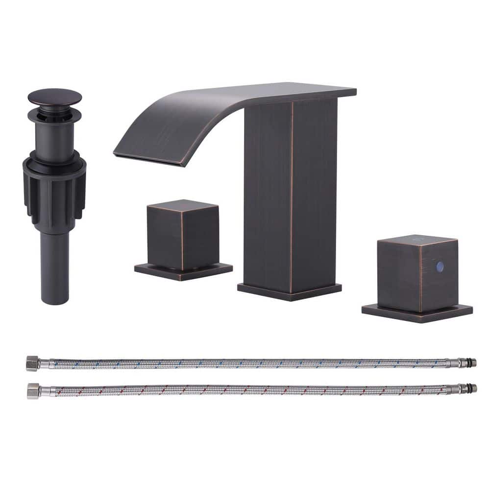 8 in. Widespread Double Switch Waterfall Bathroom Faucet with Pop-Up Drain in Oil Rubbed Bronze price history on PriceWatchPro