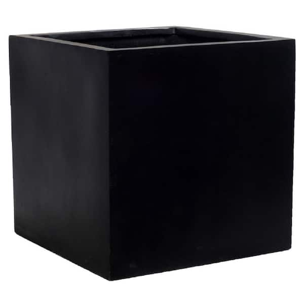 PotteryPots Natural Block Small 12 in. Black Fiberstone Indoor Outdoor ...