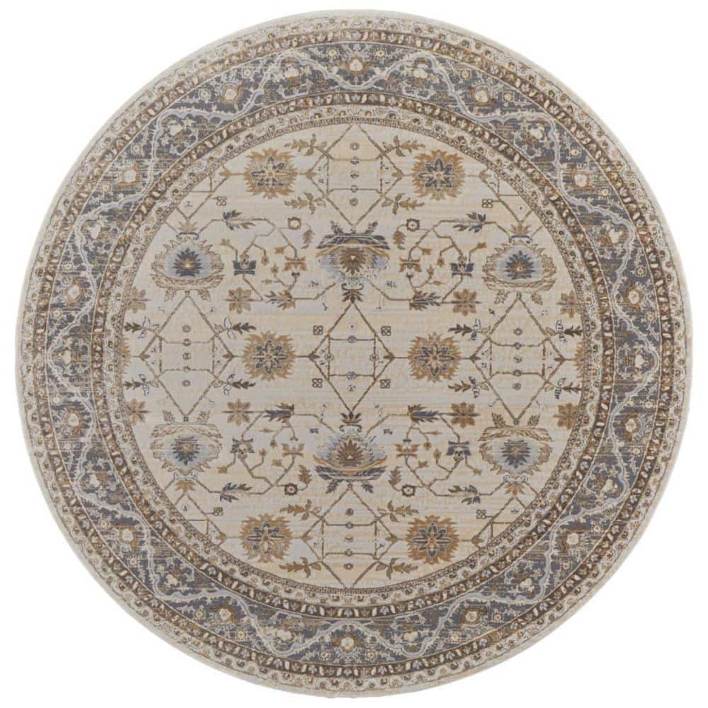 8 ft. Round Brown, Ivory Oriental Area Rug price history on PriceWatchPro