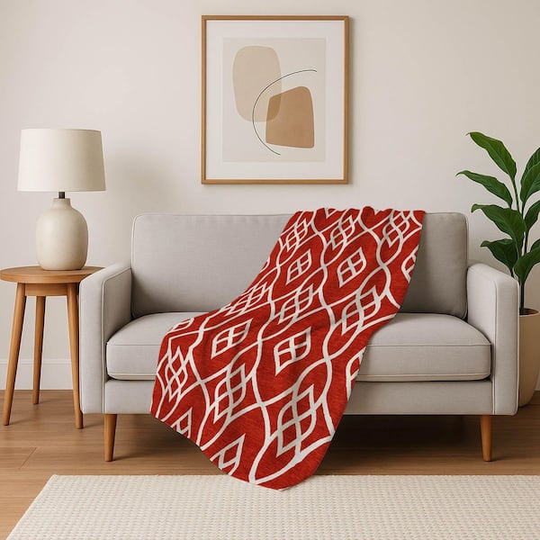 Premium Machine Washable ASB884 Red 50 in. x 70 in. Sherpa Throw Blanket