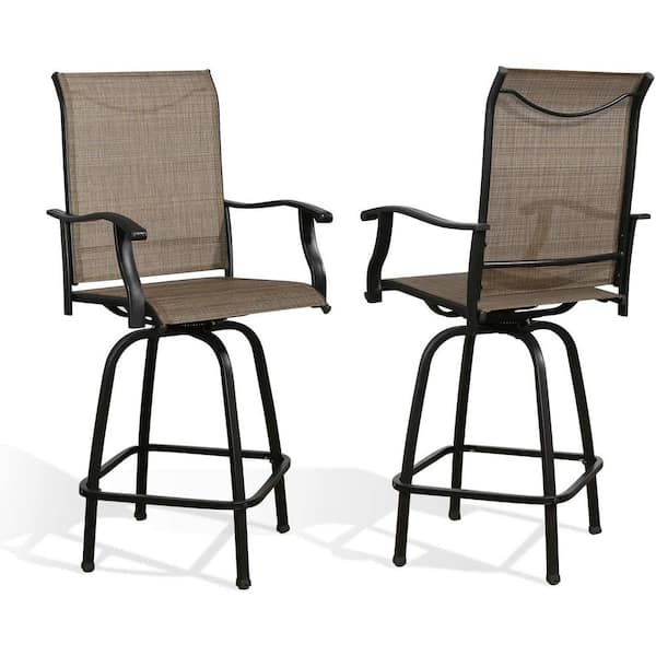 TIRAMISUBEST Swivel Metal Outdoor Bar Stool (2-Pack)