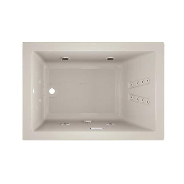 JACUZZI SOLNA SALON SPA 60 in. x 42 in. Rectangular Combination Bathtub with Right Drain in Oyster