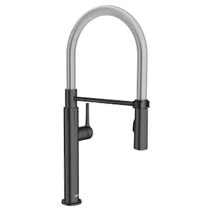 Studio S Single-Handle Pull-Down Sprayer Kitchen Faucet with Spring Spout in Matte Black