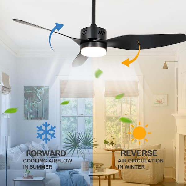 Trevina 46 in. Indoor Matte Black Modern Reversible Ceiling Fan with Lights, 6-Speed Dimmable Ceiling Fan with remote