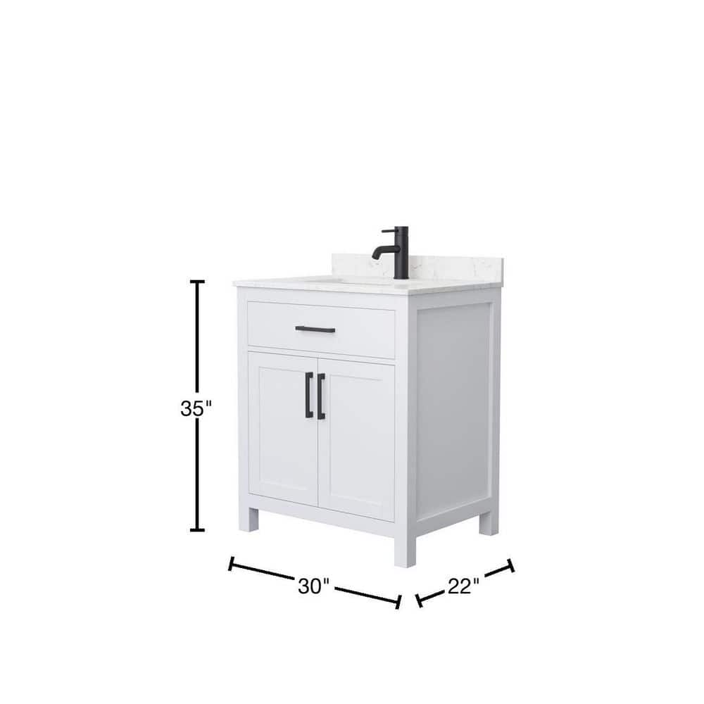 Beckett White 30" Freestanding Single Bathroom Vanity with Marble Top