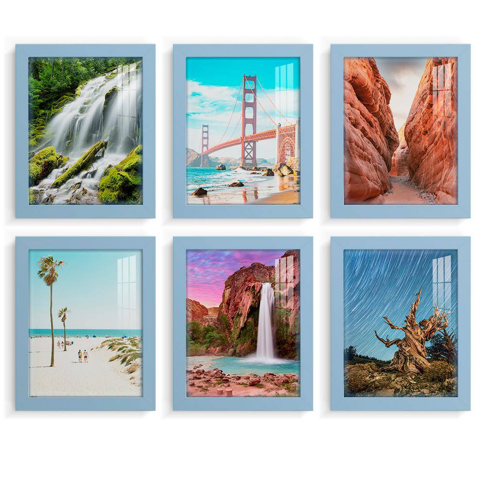 Wexford Home Modern 8 in. x 10 in. Light Blue Picture Frame (Set of 6