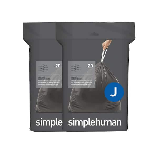 Simplehuman Code K Trash Bags 20 Count Package Custom Fit Drawstring 35-45L