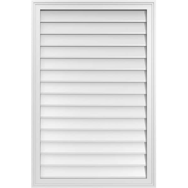 Ekena Millwork 28 in. x 42 in. Vertical Surface Mount PVC Gable Vent: Decorative with Brickmould Frame