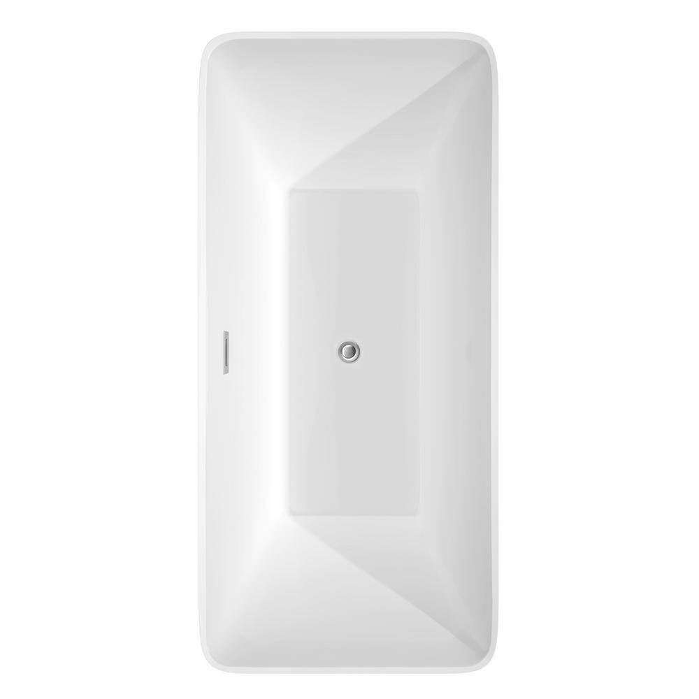Tiffany 67'' White Acrylic Freestanding Soaking Bathtub with Chrome Faucet