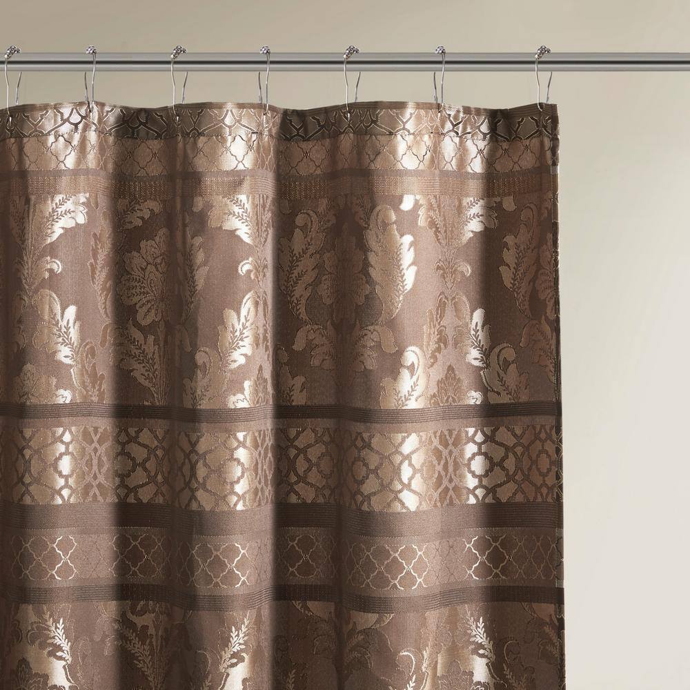 Bellagio Brown Damask Polyester Shower Curtain