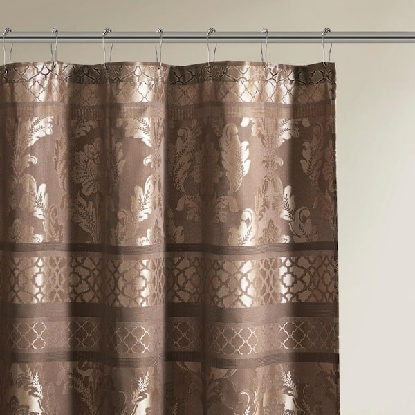 Croscill Belmont red ivory gold high quality brown stripe damask floral shower curtain