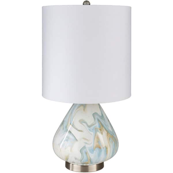Livabliss Suko 29.15 in. Multi-Color Indoor table Lamp with White Drum Shaped Shade
