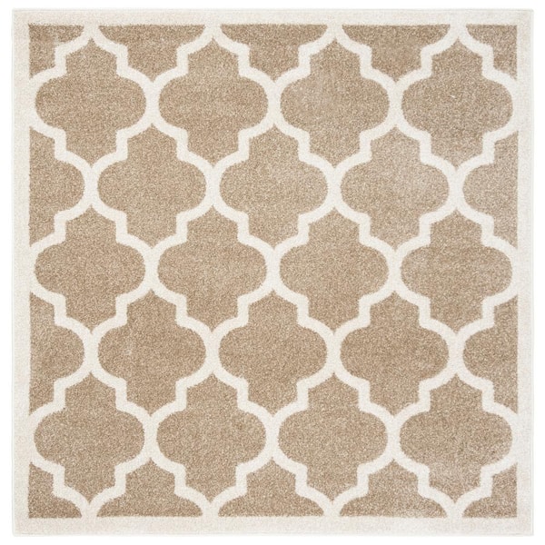 Amherst Wheat/Beige 5 ft. x 5 ft. Square Trellis Geometric Area Rug