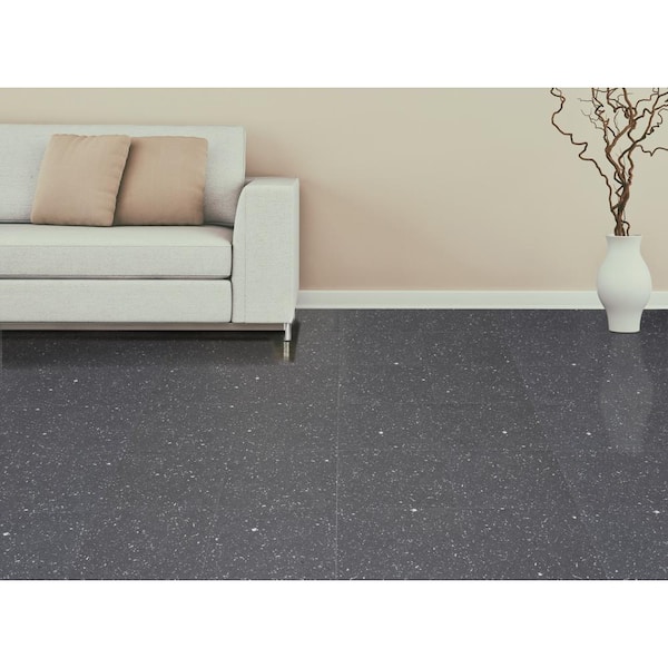 Sterling Black 12 in. x 12 in. Peel and Stick Speckled Granite Vinyl Tile (20 sq. ft./case)