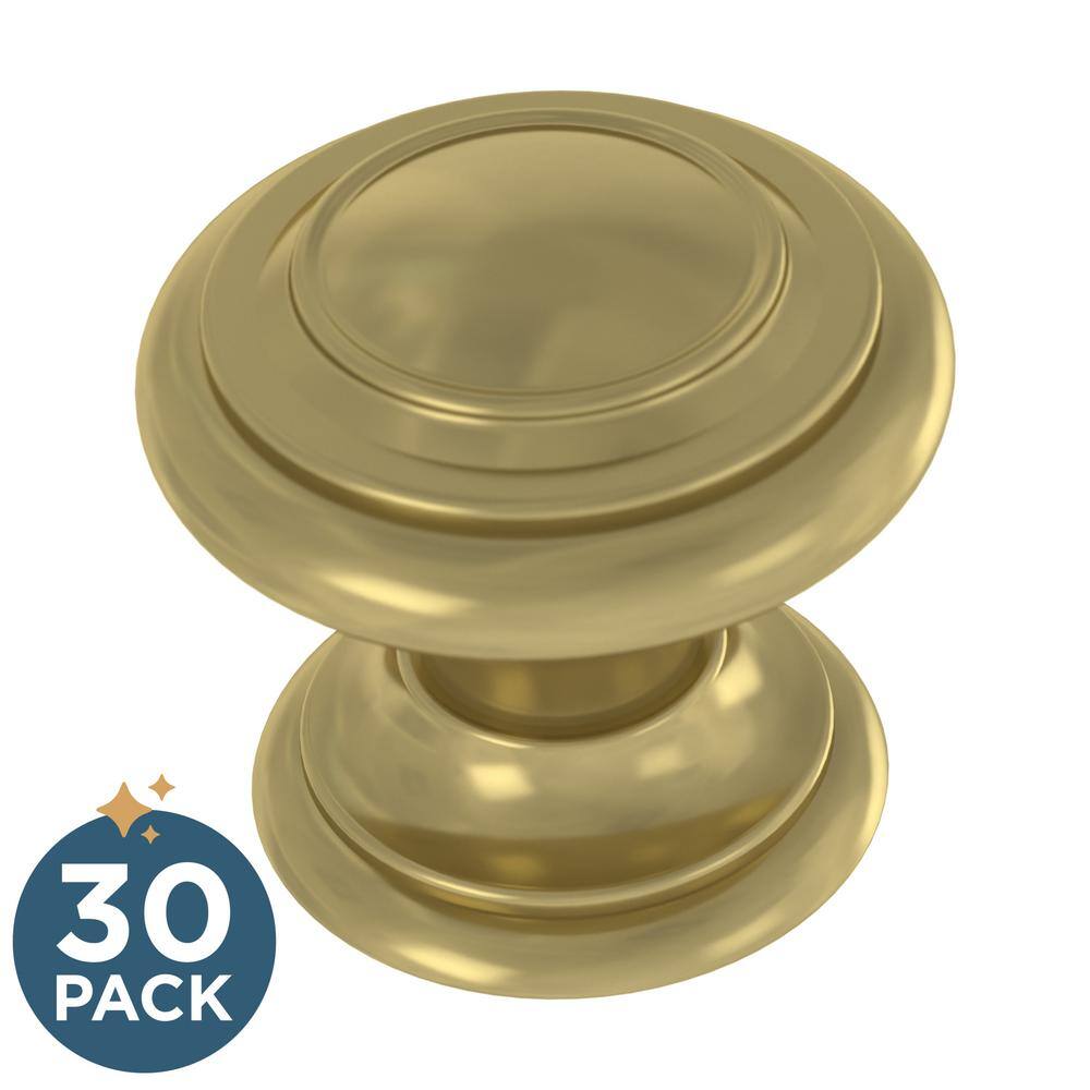 30-Pack Simple Double Ring 1-1/8 in. (29 mm) Classic Satin Gold Round Cabin