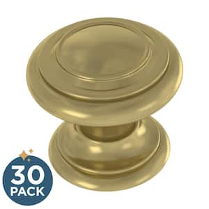 Simple Double Ring 1-1/8 in. (29 mm) Classic Satin Gold Round Cabinet Knobs (30-Pack)