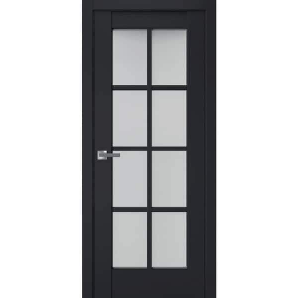 7412 32 in. x 96 in. Right-Hand/Inswing Solid Frosted Glass Antracite Single Prehung Interior Door with Hardware